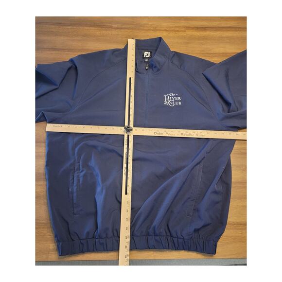 FootJoy Men’s L Golf Pullover 1/2 Zip Blue Windshirt Jacket River Club Logo EUC - Picture 10 of 10
